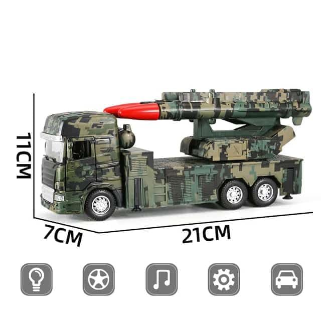 PULL BACK & GO MISSILE LAUNCHER TRUCK FOR KIDS - MISSILE VEHICLE MODEL FOR CHILDREN BOYS GIRLS - MILITARY DIE CAST FIGHTING TRUCK GIFT FOR BOYS - ARMY OPERATIONS METAL TRUCK TOY  [SIZE:-21CM*11CM*7CM]