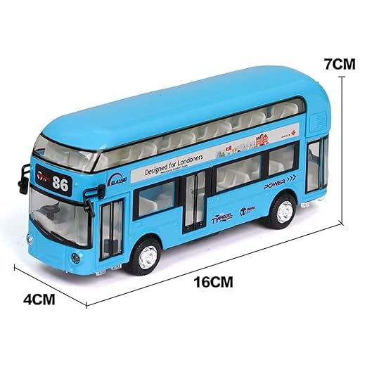 Diecast Metal Alloy London Long Bus Double Decker Bus Light & Music Open Door Collection Bus Toys for Boy Kids (Multicolor)