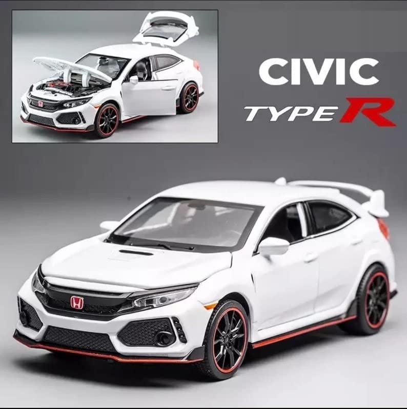 HONDA CIVIC TYPE-R 1:32 DIECAST METAL PULLBACK TOY CAR WITH OPENABLE DOORS & LIGHT, MUSIC BOYS CAR FOR KIDS BEST TOYS GIFTS TOYS FOR KIDS [SIZE:-15CM*6CM*4.5CM]【 MULTICOLOR 】