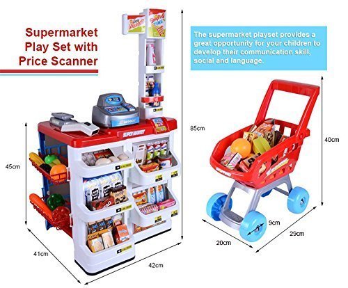 Baby Bucket Supermarket Play Set Shopping Cart (Red)