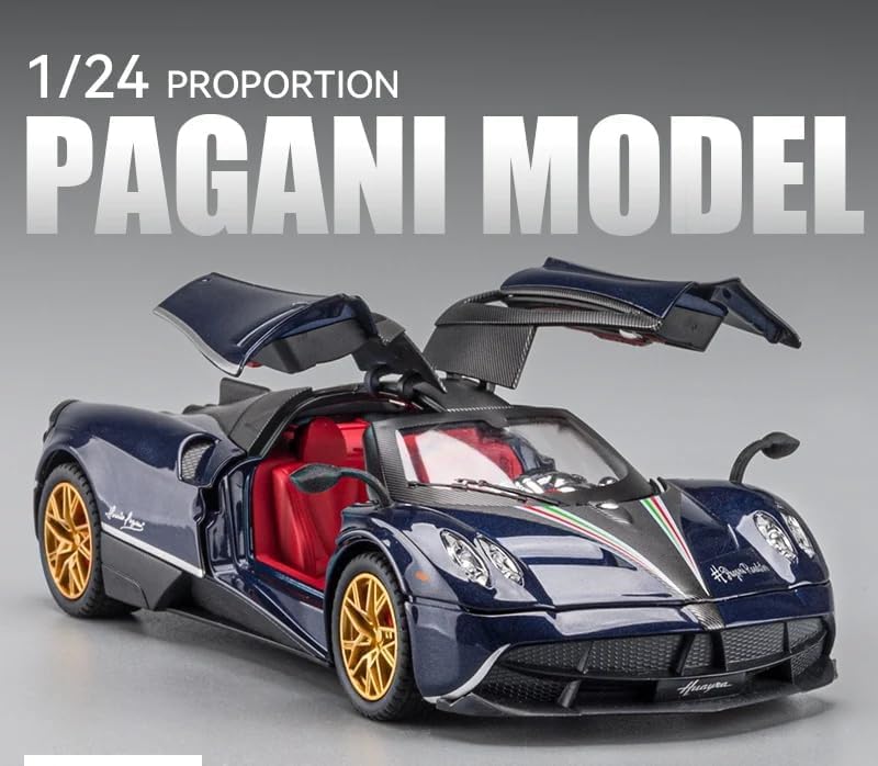 PAGANI HUAYRA 1/24 DIECAST  METAL PULL BACK DIECAST CAR WITH OPENABLE DOOR AND SOUND LIGHT, GIFTS TOYS FOR KIDS【 MULTICOLOR 】[SIZE : 20.5CM* 8.8CM*5CM]