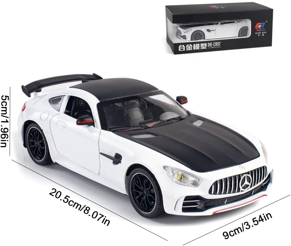 BIG SIZE MERCEDES BENZ AMG GTR 1:24 DIECAST METAL PULLBACK TOY CAR WITH OPENABLE DOORS & LIGHT, MUSIC BOYS CAR FOR KIDS BEST TOYS GIFTS TOYS FOR KIDS [SIZE:-21.5CM*8.7CM*6CM]【 MULTICOLOR 】