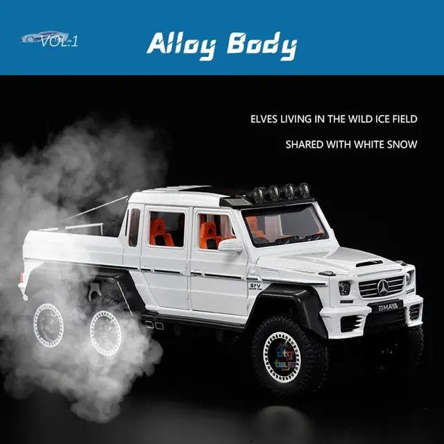 BIG SIZE MERCEDES 6X6 1:24 DIECAST METAL PULLBACK TOY CAR WITH OPENABLE DOORS & LIGHT, MUSIC BOYS CAR FOR KIDS BEST TOYS GIFTS TOYS FOR KIDS [SIZE:-22CM*9CM*7CM]【 MULTICOLOR 】