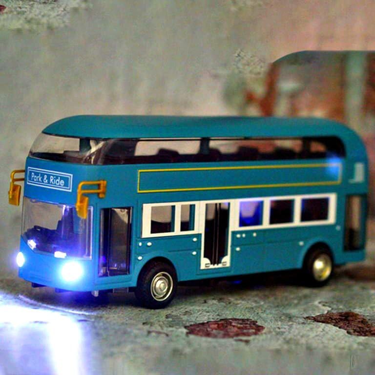 DOUBLE DECKER BUS 1:48 SCALE CLASSIC MODEL TOY FOR KIDS PULL BACK ALLOY DOUBLE-DECKER BUS SERIES TOY WITH LIGHT AND MUSIC