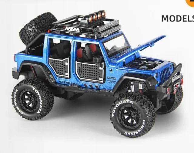 Exclusive Alloy Metal Pull Back Die-cast Car Scale Model with Sound Light Mini Auto Toy for Kids Metal Model Toy Car with Sound and Light (Wrangler Jeep - Multicolor)