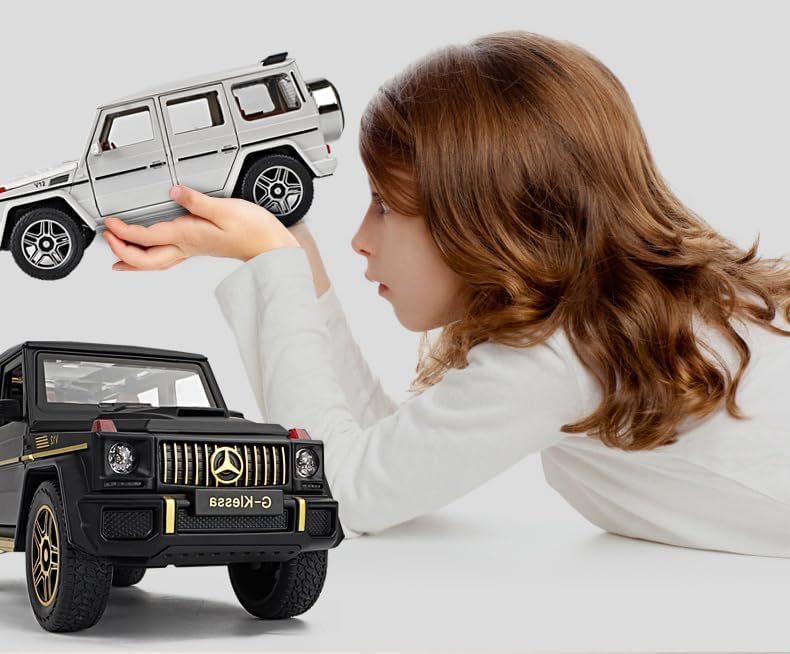 BIG SIZE MERCEDES BENZ G-KLESSA G-63 1:24 DIECAST METAL PULLBACK TOY CAR WITH OPENABLE DOORS & LIGHT, MUSIC BOYS CAR FOR KIDS BEST TOYS GIFTS TOYS FOR KIDS [SIZE:-22CM*9.3CM*8.5CM]【 MULTICOLOR 】