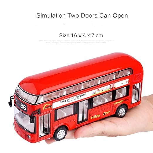 Diecast Metal Alloy London Long Bus Double Decker Bus Light & Music Open Door Collection Bus Toys for Boy Kids (Multicolor)