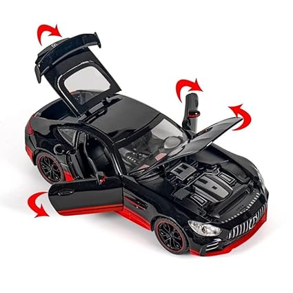 BENZ AMG GTR RB 1:32 DIECAST METAL PULLBACK TOY CAR WITH OPENABLE DOORS & LIGHT, MUSIC BOYS CAR FOR KIDS BEST TOYS GIFTS TOYS FOR KIDS [SIZE:-15CM*7CM*4CM]【 MULTICOLOR 】 [Size : 15Cm*6.4Cm*5Cm]