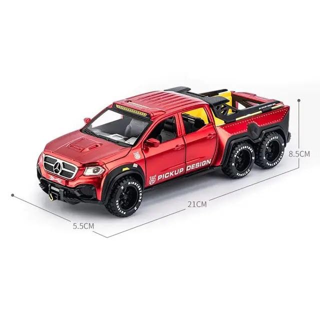 BIG SIZE AMG*6-6-PICKUP 1:24 DIECAST METAL PULLBACK TOY CAR WITH OPENABLE DOORS & LIGHT, MUSIC BOYS CAR FOR KIDS BEST TOYS GIFTS TOYS FOR KIDS [SIZE:-21CM*8.5CM*5.5CM]【 MULTICOLOR 】