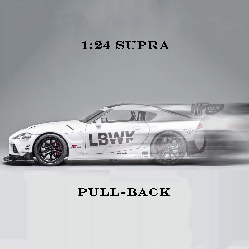 TOYOTA SUPRA GR LBWK 1:24 DIECAST METAL PULLBACK TOY CAR WITH OPENABLE DOORS & LIGHT, MUSIC BOYS CAR FOR KIDS BEST TOYS GIFTS TOYS FOR KIDS [SIZE:-22CM*9CM*7CM]【 MULTICOLOR 】