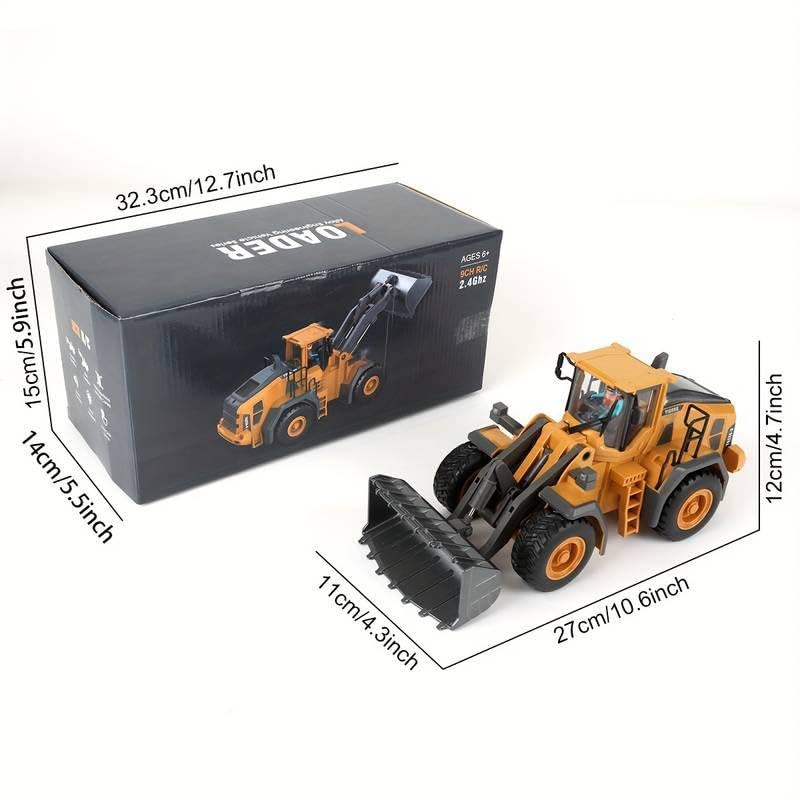 RC BULLDOZER TOY 1/24 SCALES 9 CHANNEL HIGH SIMULATION CONSTRUCTION VEHICLE TOY WITH LED LIGHT & SOUND 2.4G RC CONSTRUCTION TRUCK TOY USB RECHARGEABLE RC TRUCK TOY FOR KIDS 3+-MULTICOLOR