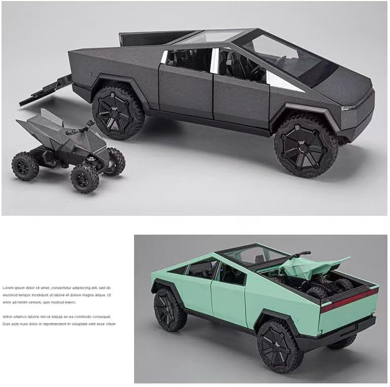 Tesla Cyber Truck Pick-up Trailer Camper Scale Model Diecast Metalcar - All Size