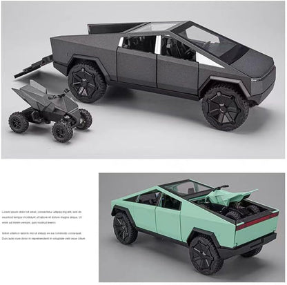 Tesla Cyber Truck Pick-up Trailer Camper Scale Model Diecast Metalcar - All Size