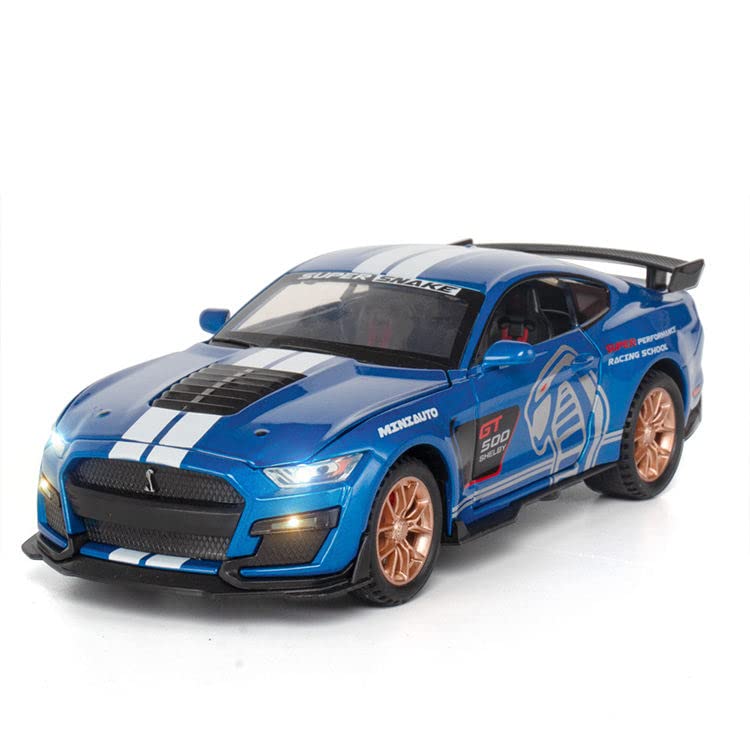 MUSTANG GT500 1:32 DIECAST METAL PULLBACK TOY CAR WITH OPENABLE DOORS & LIGHT, MUSIC BOYS CAR FOR KIDS BEST TOYS GIFTS TOYS FOR KIDS [SIZE:-16CM*6.8CM*4.5CM]【 MULTICOLOR 】