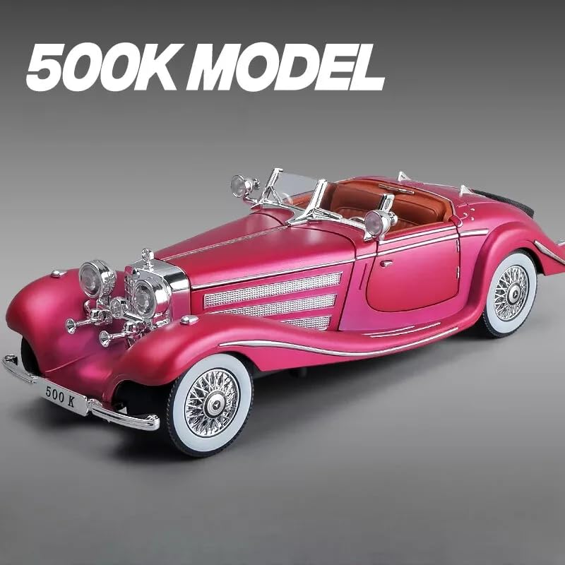 NEW VINTAGE 1936 MERCEDES-BENZ 500K SPECIAL-ROADSTER BIG SIZE  1:24 DIECAST METAL PULLBACK TOY CAR WITH OPENABLE DOORS & LIGHT, MUSIC BOYS CAR FOR KIDS BEST TOYS GIFTS TOYS FOR KIDS [SIZE:-22CM*8CM*6CM]【 MULTICOLOR 】