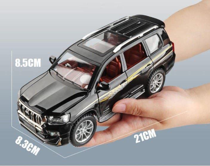 LAND CRUISER PRADO BIG SIZE 1:24 DIECAST METAL PULLBACK TOY CAR WITH OPENABLE DOORS & LIGHT, MUSIC BOYS CAR FOR KIDS BEST TOYS GIFTS TOYS FOR KIDS [SIZE:-22CM*9CM*7CM]【 MULTICOLOR 】