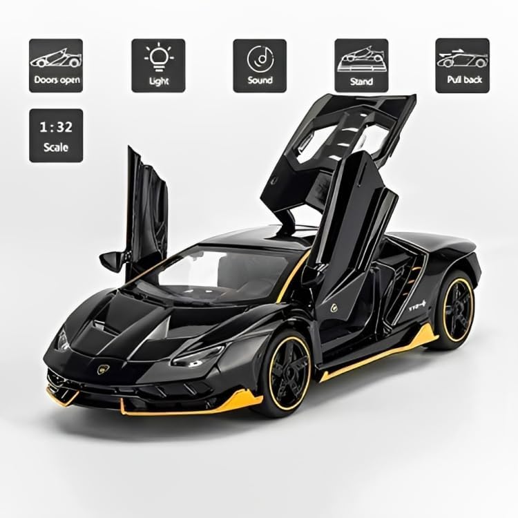 1:32 Scale Lamborghinii Die Cast Alloy Metal Car Model Pull Back Car For Children Toys Light & Sound(4 Color Design Available 1 Design Sending (Multicolor, Pack Of: 1)