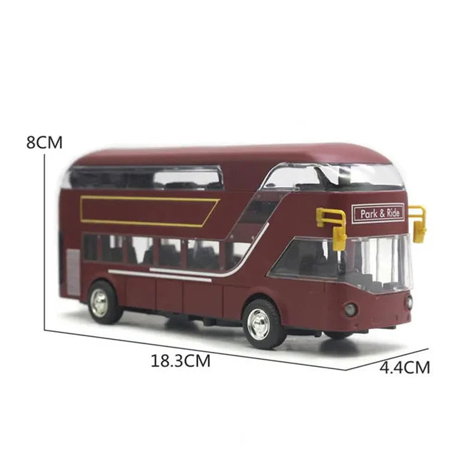 DOUBLE DECKER BUS 1:48 SCALE CLASSIC MODEL TOY FOR KIDS PULL BACK ALLOY DOUBLE-DECKER BUS SERIES TOY WITH LIGHT AND MUSIC