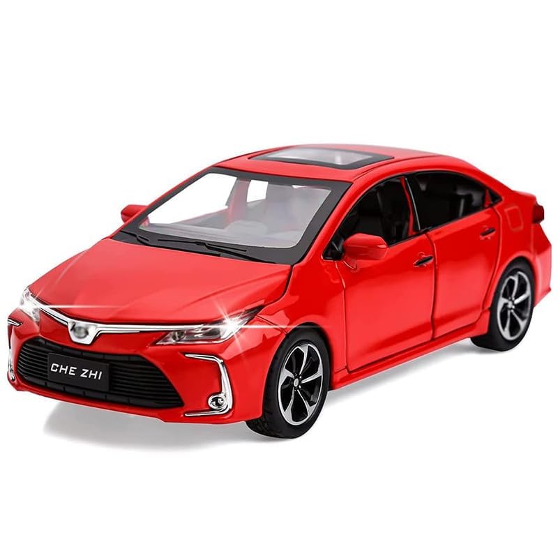 TOYOTA COROLLA 1:32 DIECAST METAL PULLBACK TOY CAR WITH OPENABLE DOORS & LIGHT, MUSIC BOYS CAR FOR KIDS BEST TOYS GIFTS TOYS FOR KIDS [SIZE:-15.4CM*5.9CM*4.5CM]【 MULTICOLOR 】