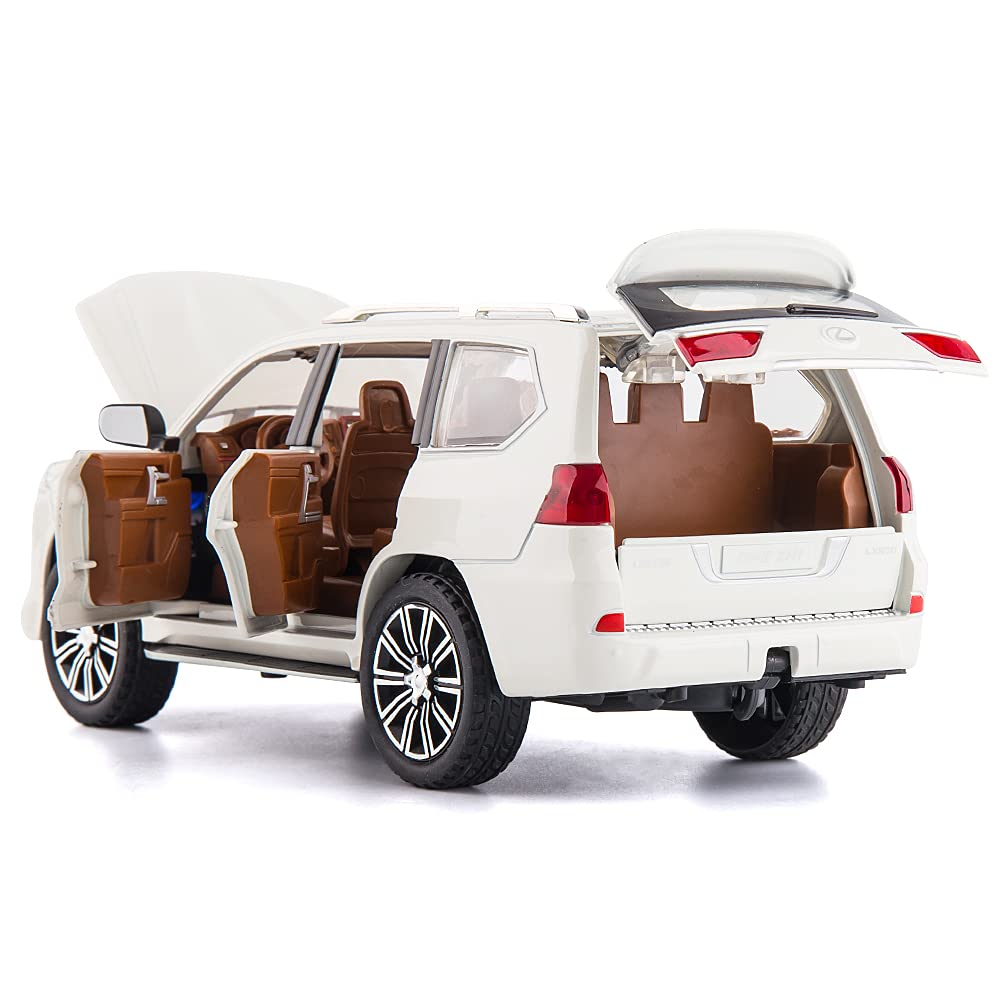 BIG SIZE LEXUS LX570 1:24 DIECAST METAL PULLBACK TOY CAR WITH OPENABLE DOORS & LIGHT, MUSIC BOYS CAR FOR KIDS BEST TOYS GIFTS TOYS FOR KIDS [SIZE:-21CM*9.5CM*8.4CM]【 MULTICOLOR 】