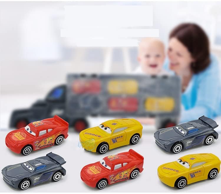 TOYS ALLOY CONTAINER TRUCK WITH MINI METAL CARS, TRANSPORT TRUCKS FOR KIDS1 TRUCK & 6 CARS,VEHICLE LEARNING GIFT TOYS FOR TODDLERS(MULTICOLOR, PACK OF: 1)