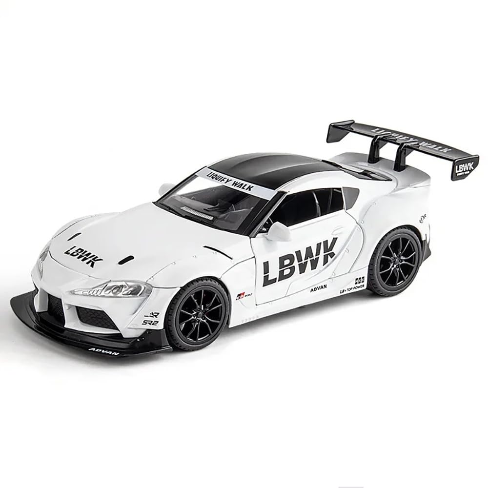 TOYOTA SUPRA GR LBWK 1:24 DIECAST METAL PULLBACK TOY CAR WITH OPENABLE DOORS & LIGHT, MUSIC BOYS CAR FOR KIDS BEST TOYS GIFTS TOYS FOR KIDS [SIZE:-22CM*9CM*7CM]【 MULTICOLOR 】