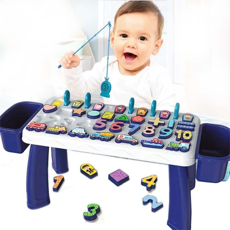 Kids Toddlers Education Table 5 in 1 Early Learning Shape Matching Mathematical Counting Magnetic Fishing Table Toy