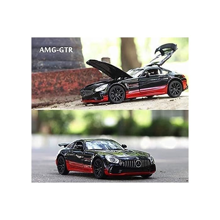 BIG SIZE MERCEDES BENZ AMG GTR 1:24 DIECAST METAL PULLBACK TOY CAR WITH OPENABLE DOORS & LIGHT, MUSIC BOYS CAR FOR KIDS BEST TOYS GIFTS TOYS FOR KIDS [SIZE:-21.5CM*8.7CM*6CM]【 MULTICOLOR 】