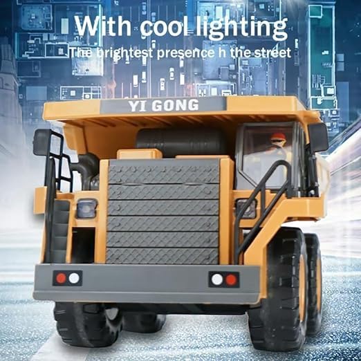 REMOTE CONTROL CONSTRUCTION DUMP TRUCK TOYS WITH 9 CHANNEL WITH RECHARGEABLE BATTERIES METAL AND LIGHT/SOUND RC DUMP TRUCK TOYS GIFTS IDEAS FOR 3 YEARS OLD KIDS - MULTICOLOR