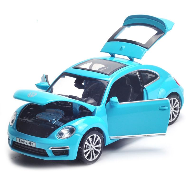 VOLKSWAGEN BEETLE 1:32 DIECAST METAL PULLBACK TOY CAR WITH OPENABLE DOORS & LIGHT, MUSIC BOYS CAR FOR KIDS BEST TOYS GIFTS TOYS FOR KIDS [SIZE:-14.7CM*6.9CM*5CM]【 MULTICOLOR 】