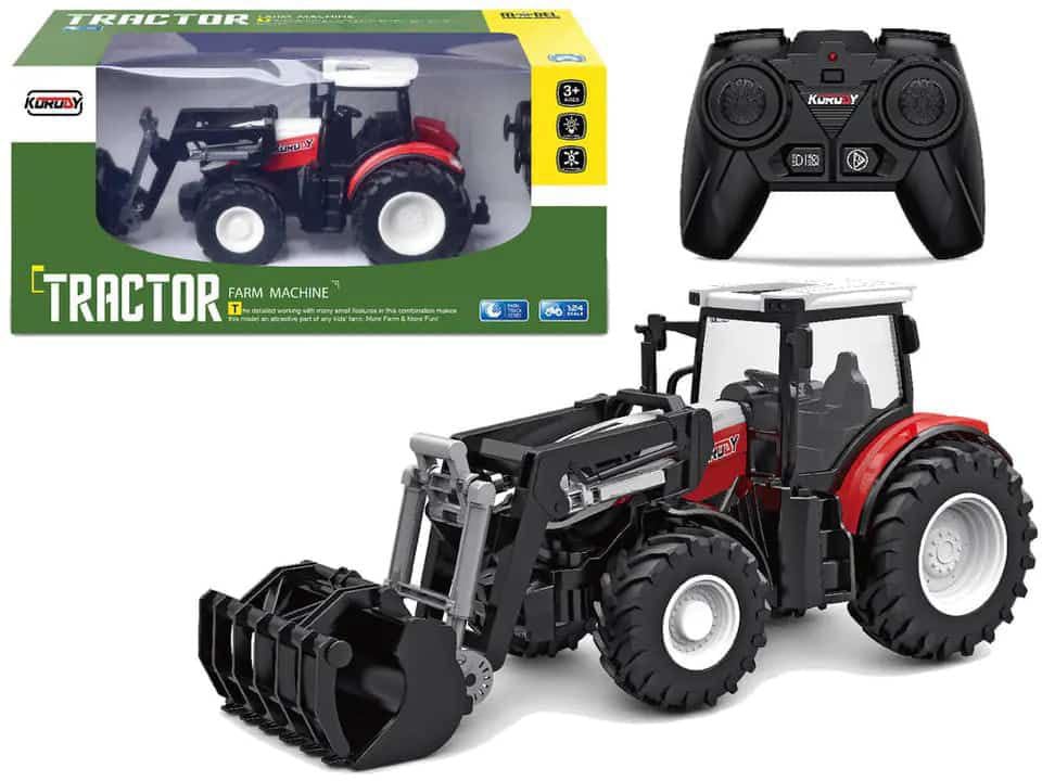 REMOTE CONTROL FARM TRACTOR FOR KIDS, REALISTIC RC TRACTOR WITH REAR LOADER AND FRONT LOADER, MULTI COLOUR  [SIZE:-21CM*12CM*7CM]