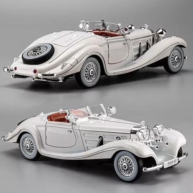 NEW VINTAGE 1936 MERCEDES-BENZ 500K SPECIAL-ROADSTER BIG SIZE  1:24 DIECAST METAL PULLBACK TOY CAR WITH OPENABLE DOORS & LIGHT, MUSIC BOYS CAR FOR KIDS BEST TOYS GIFTS TOYS FOR KIDS [SIZE:-22CM*8CM*6CM]【 MULTICOLOR 】