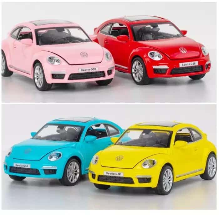 Volkswagen Beetle 1:2 Diecast Scale Model Metal Pull Back Toy car for Kids with Openable Doors & Light, Music Toy Vehicle for Kids【 MULTICOLOR 】