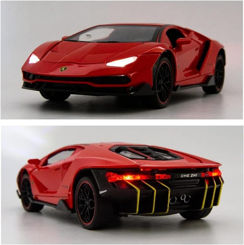 LAMBORGHINI CENTENARIO LP770 1:24 DIECAST METAL PULLBACK TOY CAR WITH OPENABLE DOORS & LIGHT, MUSIC BOYS CAR FOR KIDS BEST TOYS GIFTS TOYS FOR KIDS [SIZE:-20CM*9.5CM*5CM]【 MULTICOLOR 】