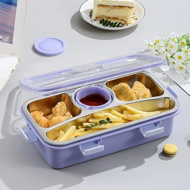 4 Compartment Airtight Tiffin Box With Bowl