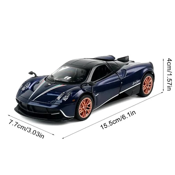 PAGANI HUAYRA 1/32 DIECAST METAL PULL BACK DIECAST CAR WITH OPENABLE DOOR AND SOUND LIGHT, GIFTS TOYS FOR KIDS【 MULTICOLOR 】[SIZE : 15.6CM* 7.7CM*4CM]