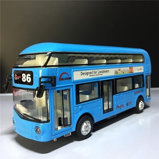 Diecast Metal Alloy London Long Bus Double Decker Bus Light & Music Open Door Collection Bus Toys for Boy Kids (Multicolor)