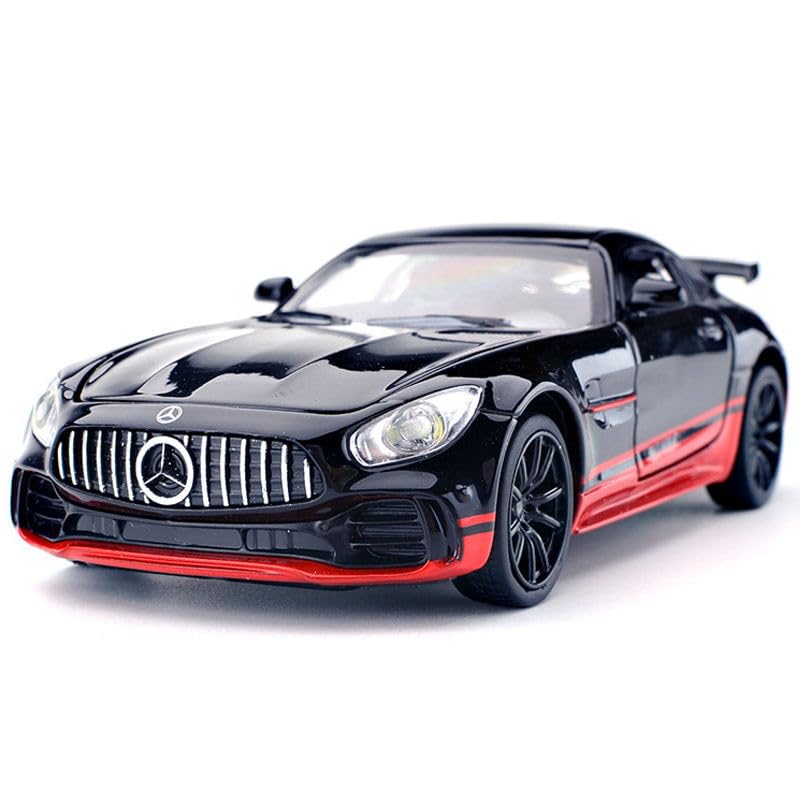 BENZ AMG GTR RB 1:32 DIECAST METAL PULLBACK TOY CAR WITH OPENABLE DOORS & LIGHT, MUSIC BOYS CAR FOR KIDS BEST TOYS GIFTS TOYS FOR KIDS [SIZE:-15CM*7CM*4CM]【 MULTICOLOR 】 [Size : 15Cm*6.4Cm*5Cm]