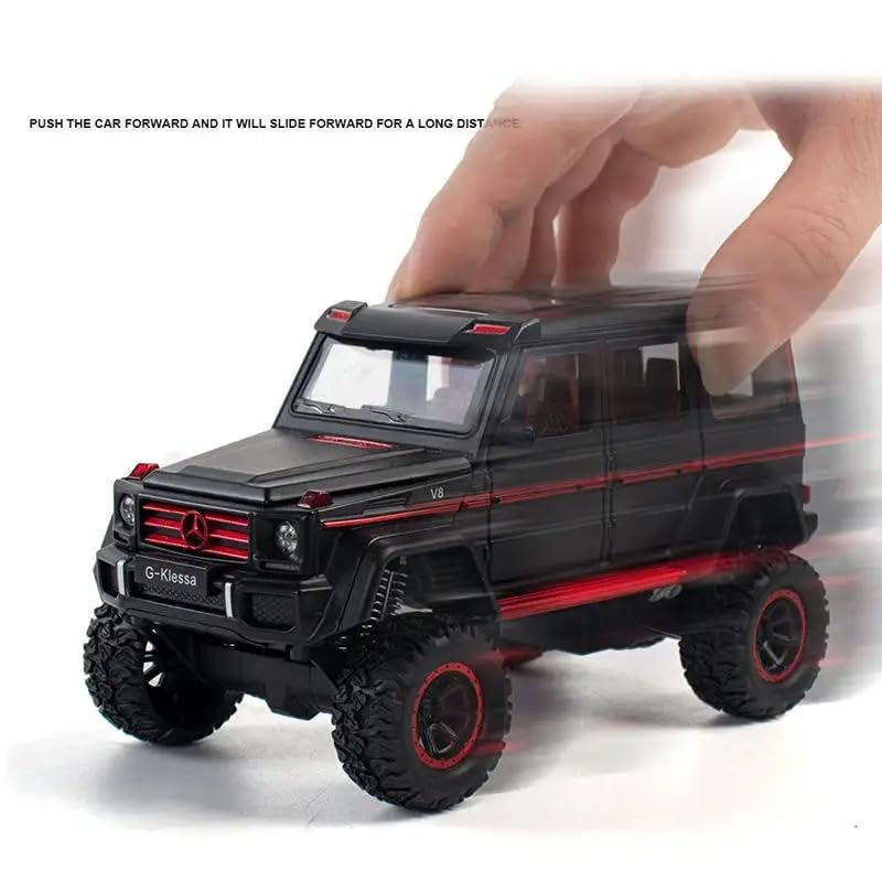 BIG SIZE MERCEDES AMG G500 4X4 1:24 DIECAST METAL PULLBACK TOY CAR WITH OPENABLE DOORS & LIGHT, MUSIC BOYS CAR FOR KIDS BEST TOYS GIFTS TOYS FOR KIDS [SIZE:-21CM*11CM*10.5CM]【 MULTICOLOR 】