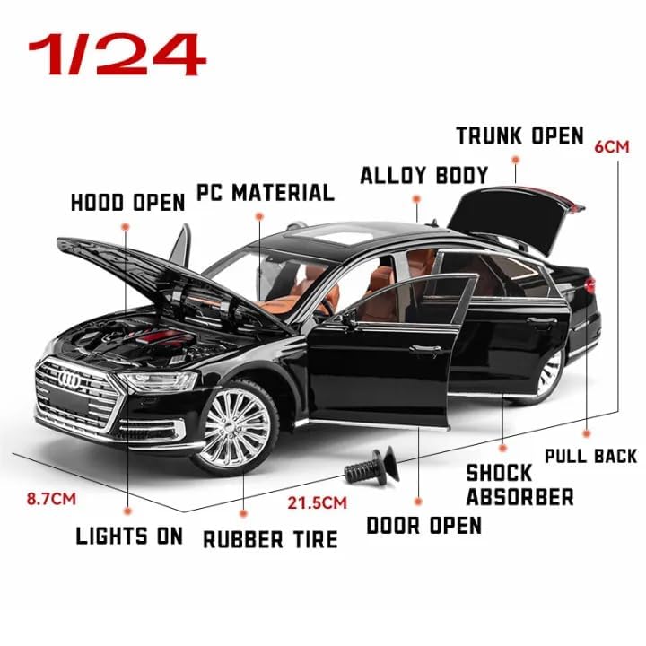 Audi A8 Scale Model Diecast Metalcar - All Size