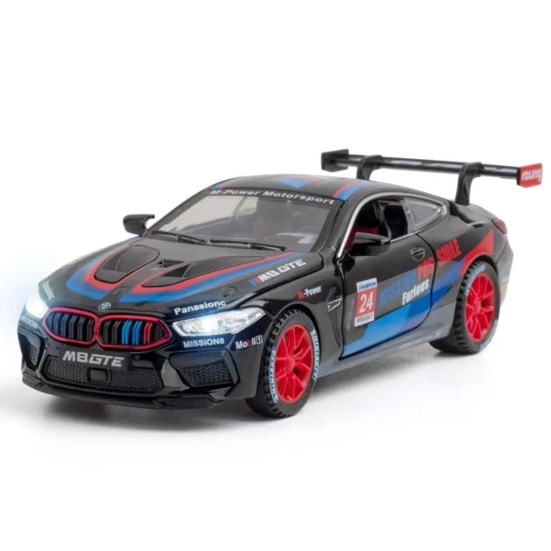 BMW M8 GTE SPORTS 1:32 DIECAST METAL PULLBACK TOY CAR WITH OPENABLE DOORS & LIGHT, MUSIC BOYS CAR FOR KIDS BEST TOYS GIFTS TOYS FOR KIDS [SIZE:-17CM*7.4CM*4.5CM]【 MULTICOLOR 】