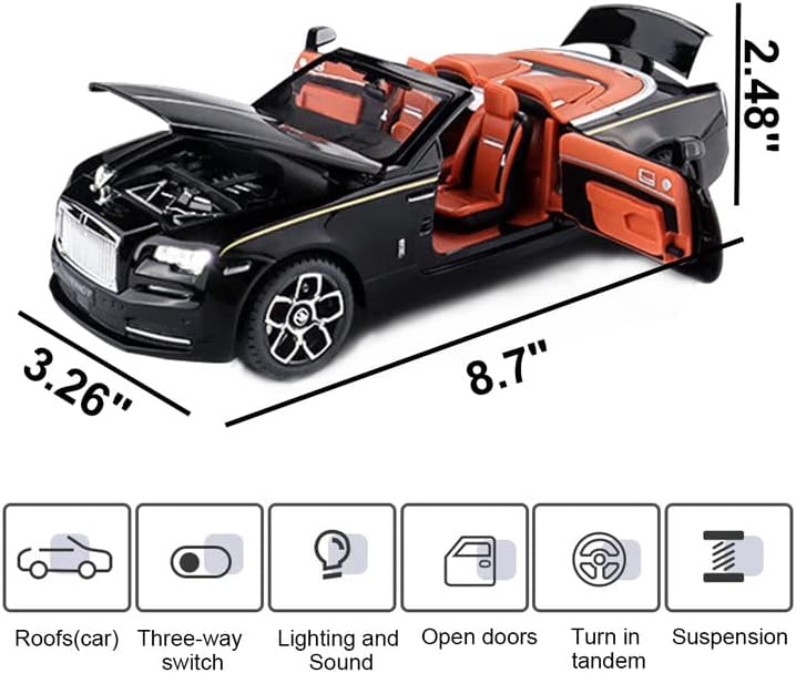 Rolls-royce Convertible Super Sports Scale Model Diecast Metalcar - All Size