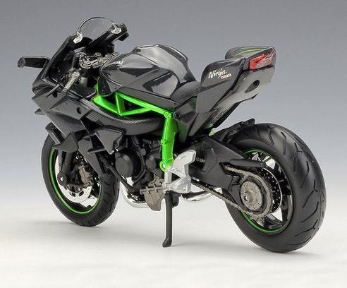 BIG MOTORCYCLE KAWASAKI NINJA H2-R 1/12 METAL TOY BIKE, PULL BACK VEHICLES SUPERBIKE WITH TAIL LIGHTS AND SOUND FOR KIDS [Size : 22Cm*12.8Cm*9Cm]