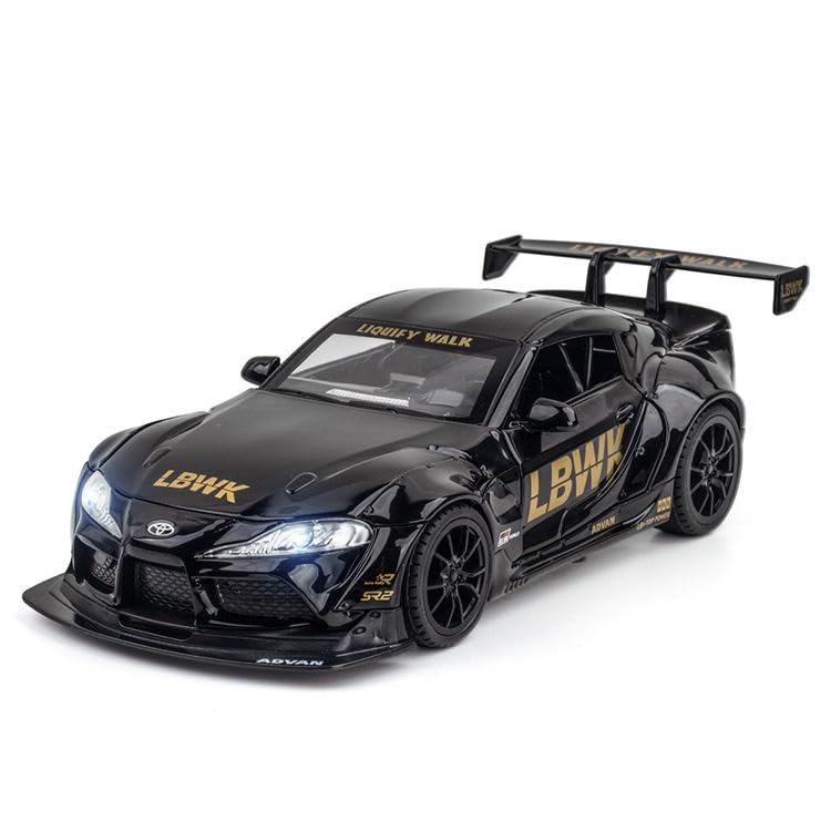 TOYOTA SUPRA GR LBWK 1:24 DIECAST METAL PULLBACK TOY CAR WITH OPENABLE DOORS & LIGHT, MUSIC BOYS CAR FOR KIDS BEST TOYS GIFTS TOYS FOR KIDS [SIZE:-22CM*9CM*7CM]【 MULTICOLOR 】