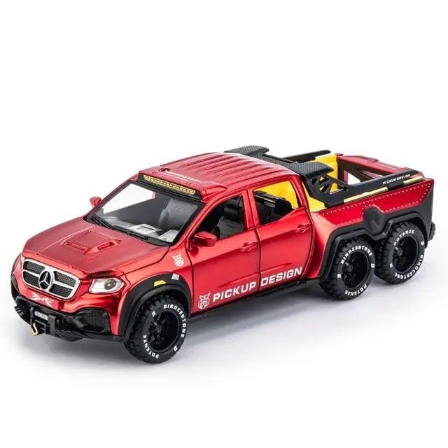 BIG SIZE AMG*6-6-PICKUP 1:24 DIECAST METAL PULLBACK TOY CAR WITH OPENABLE DOORS & LIGHT, MUSIC BOYS CAR FOR KIDS BEST TOYS GIFTS TOYS FOR KIDS [SIZE:-21CM*8.5CM*5.5CM]【 MULTICOLOR 】