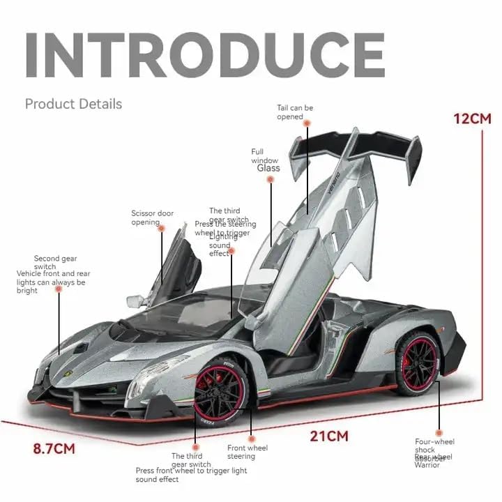 Lamborghini Veneno Scale Model Diecast Metalcar - All Size