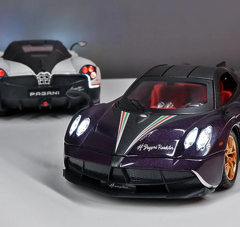 PAGANI HUAYRA 1/24 DIECAST  METAL PULL BACK DIECAST CAR WITH OPENABLE DOOR AND SOUND LIGHT, GIFTS TOYS FOR KIDS【 MULTICOLOR 】[SIZE : 20.5CM* 8.8CM*5CM]