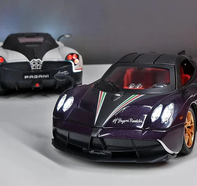 PAGANI HUAYRA 1/32 DIECAST METAL PULL BACK DIECAST CAR WITH OPENABLE DOOR AND SOUND LIGHT, GIFTS TOYS FOR KIDS【 MULTICOLOR 】[SIZE : 15.6CM* 7.7CM*4CM]