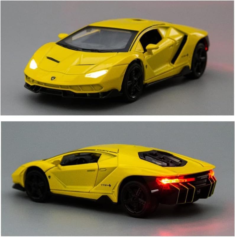 LAMBORGHINI CENTENARIO LP770 1:24 DIECAST METAL PULLBACK TOY CAR WITH OPENABLE DOORS & LIGHT, MUSIC BOYS CAR FOR KIDS BEST TOYS GIFTS TOYS FOR KIDS [SIZE:-20CM*9.5CM*5CM]【 MULTICOLOR 】