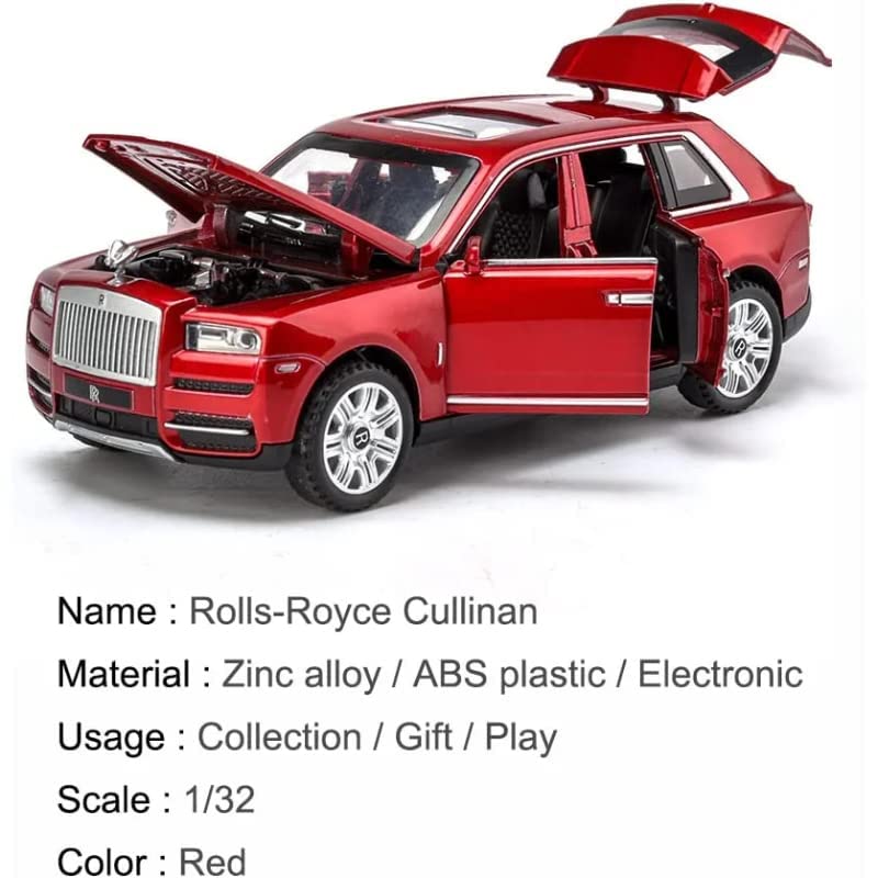 ROLLS ROYCE CULLINAN 1:32 DIECAST METAL PULLBACK TOY CAR WITH OPENABLE DOORS & LIGHT, MUSIC BOYS CAR FOR KIDS BEST TOYS GIFTS TOYS FOR KIDS [SIZE:-16CM*6.5CM*5CM]【 MULTICOLOR 】